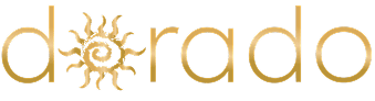 Golden "dorado" text with sun design.